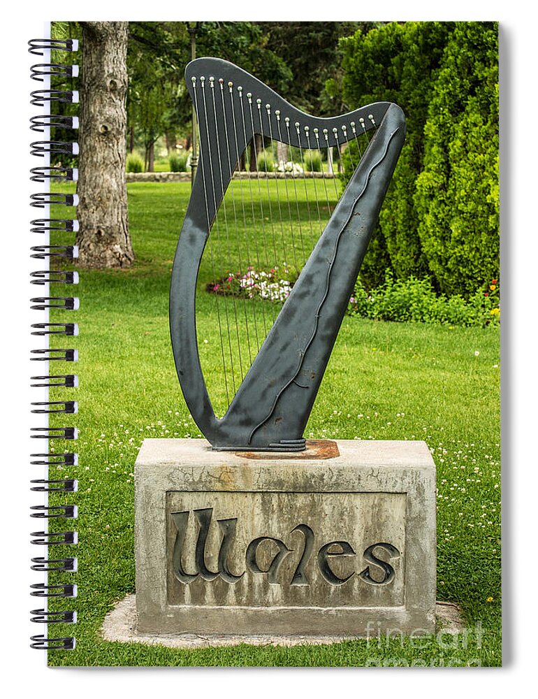 Wales Spiral Notebook featuring the photograph Wales Harp Statue - International Peace Park - Utah by Gary Whitton
