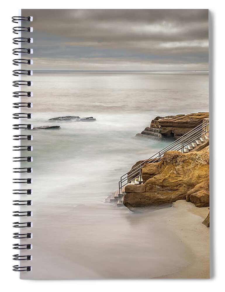 Beach Spiral Notebook featuring the photograph Walk down to the Mist by Peter Tellone