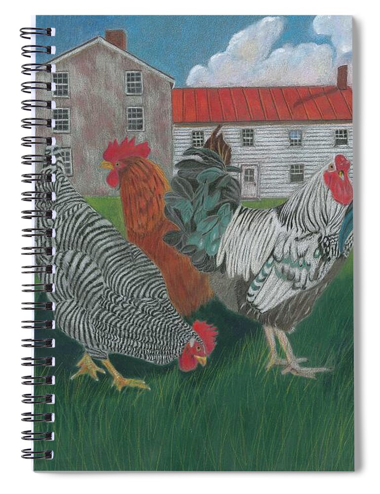 Chicken Spiral Notebook featuring the painting Walk This Way by Arlene Crafton