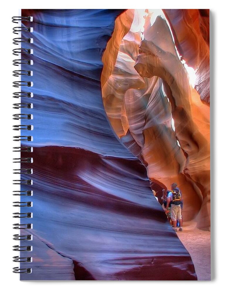 Antelope Spiral Notebook featuring the photograph Walking in Antelope Canyon by Farol Tomson