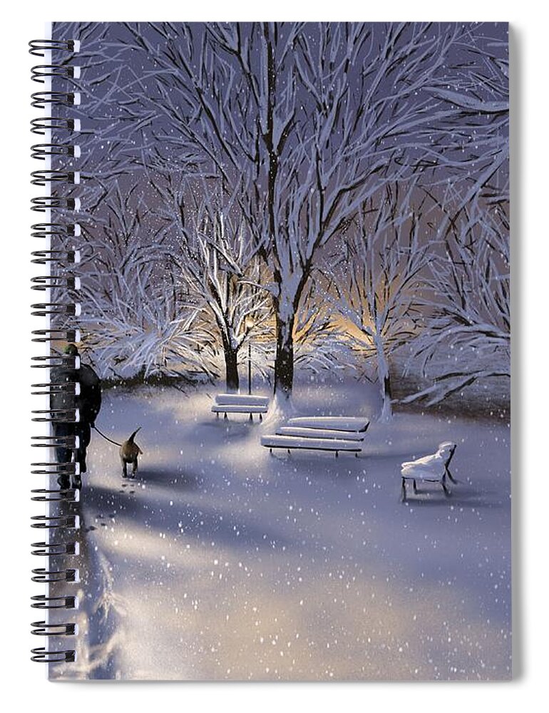 Snow Spiral Notebook featuring the painting Walking in the snow by Veronica Minozzi