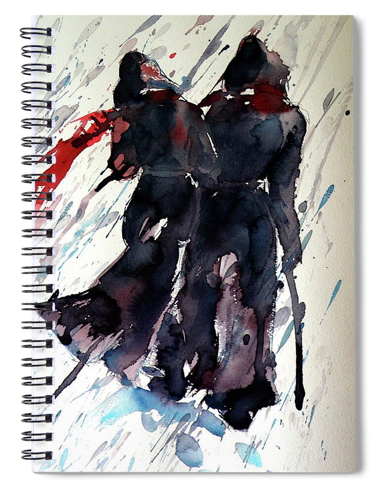Walking Spiral Notebook featuring the painting Walking in the storm by Kovacs Anna Brigitta