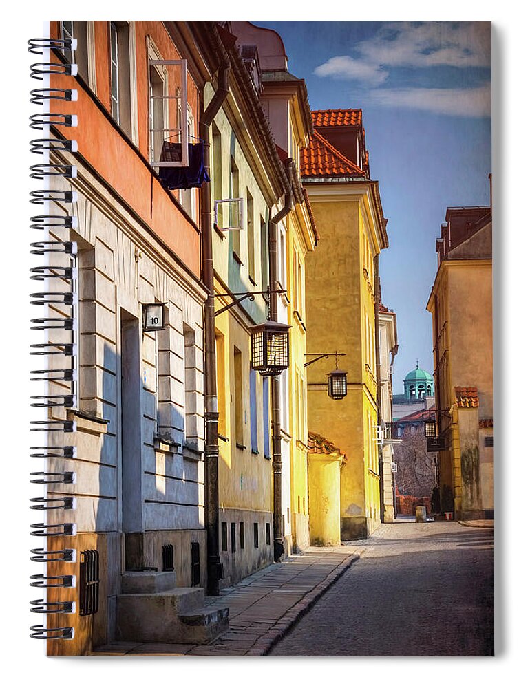 Warsaw Spiral Notebook featuring the photograph Walking in Warsaw Poland by Carol Japp