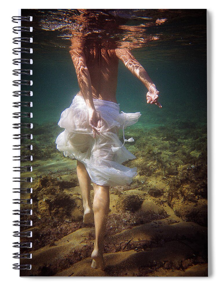 Swim Spiral Notebook featuring the photograph Walking Mermaid by Gemma Silvestre