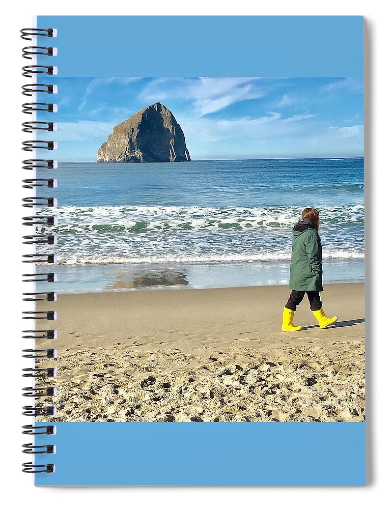 Landscape Spiral Notebook featuring the photograph Walking on the Beach by Susan Garren
