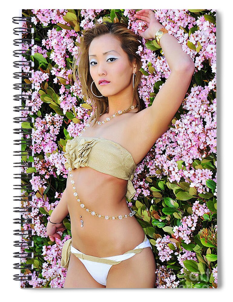 Glamour Photographs Spiral Notebook featuring the photograph Wall of flowers by Robert WK Clark