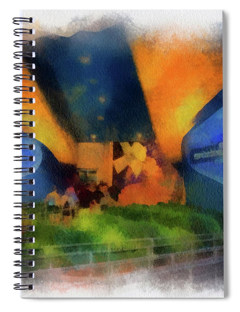 Castle Spiral Notebook featuring the mixed media Walt Disney World Spaceship Earth PA 01 by Thomas Woolworth