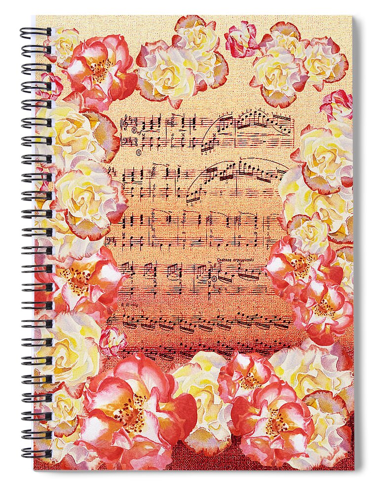 Waltz Spiral Notebook featuring the painting Waltz Of The Flowers Dancing Roses by Irina Sztukowski