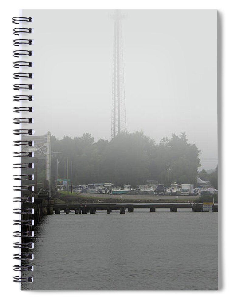 Fog Spiral Notebook featuring the photograph Wando River Bridge Fog by Dale Powell
