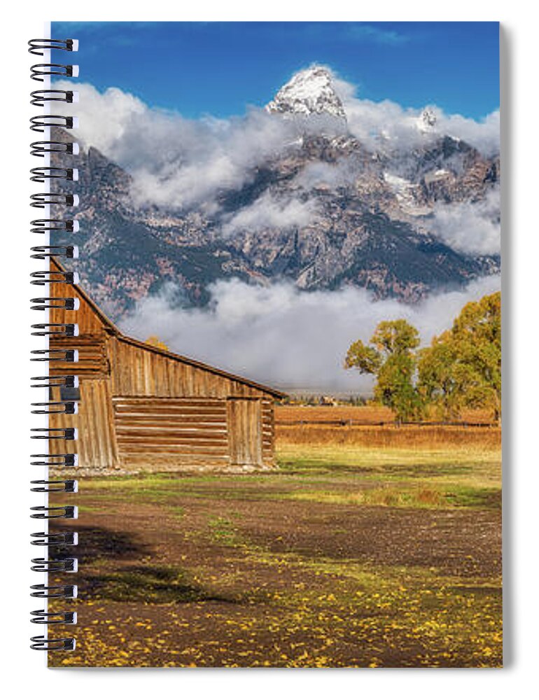 Barns Spiral Notebook featuring the photograph Warm Morning light in the Tetons by Darren White