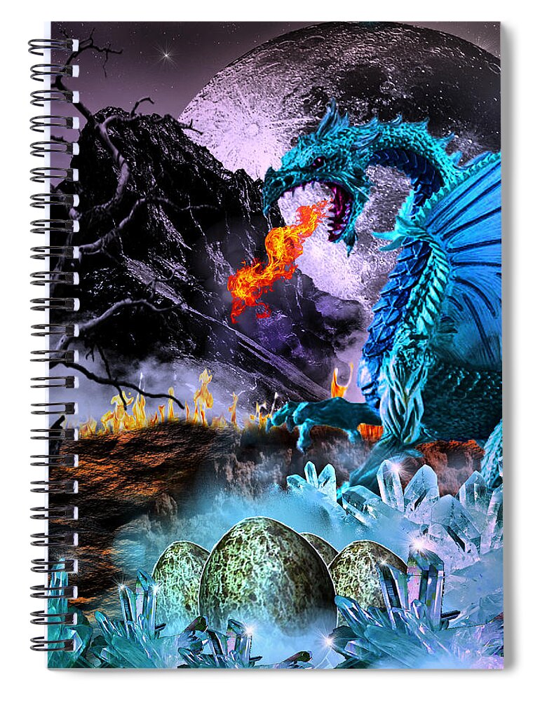 Digital Art Spiral Notebook featuring the digital art Warming of the Dragon Eggs by Artful Oasis