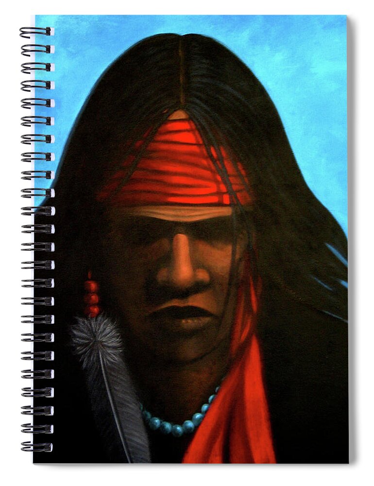 Native American Spiral Notebook featuring the painting Warrior by Lance Headlee