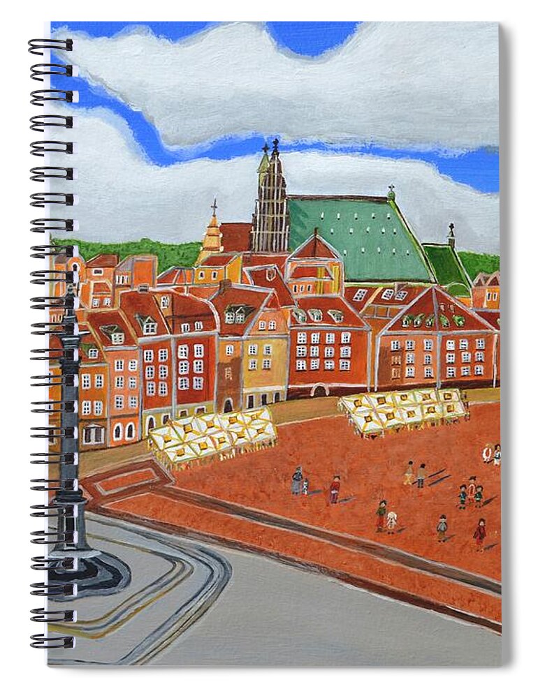 Warsaw Spiral Notebook featuring the painting Warsaw- Old Town by Magdalena Frohnsdorff