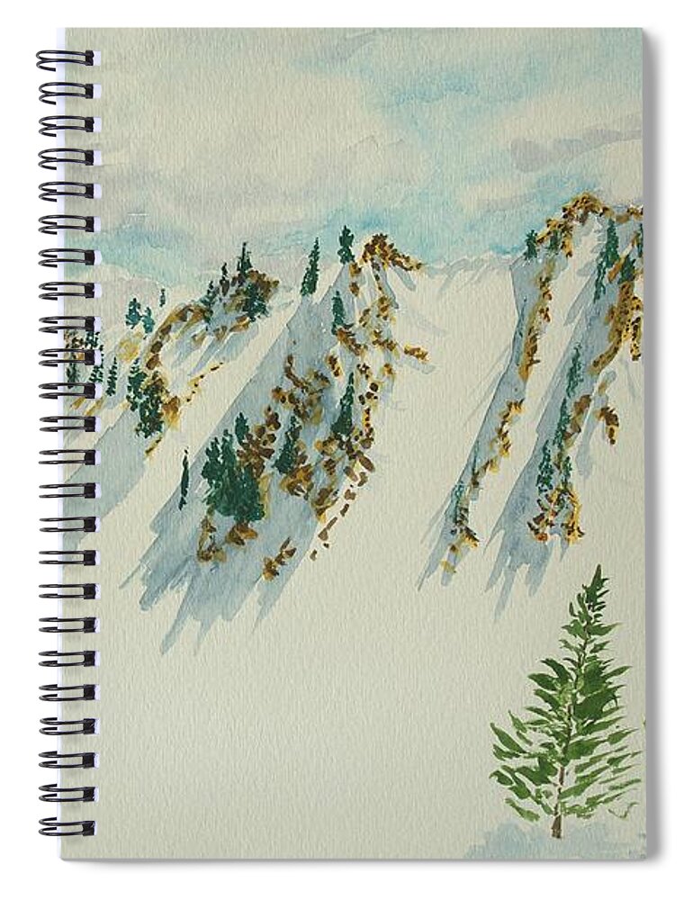 Wasatch Mountains Spiral Notebook featuring the painting Wasatch Mountain Powder Chutes by Walt Brodis