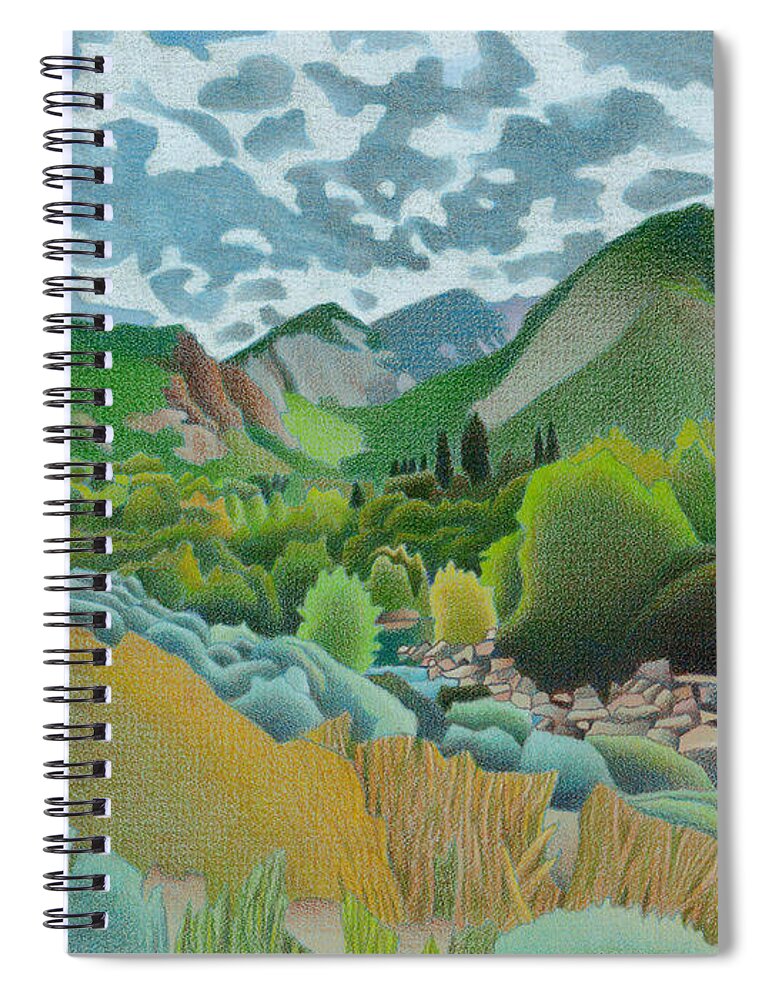 Wasatch Spiral Notebook featuring the drawing Wasatch Mountains by Dan Miller