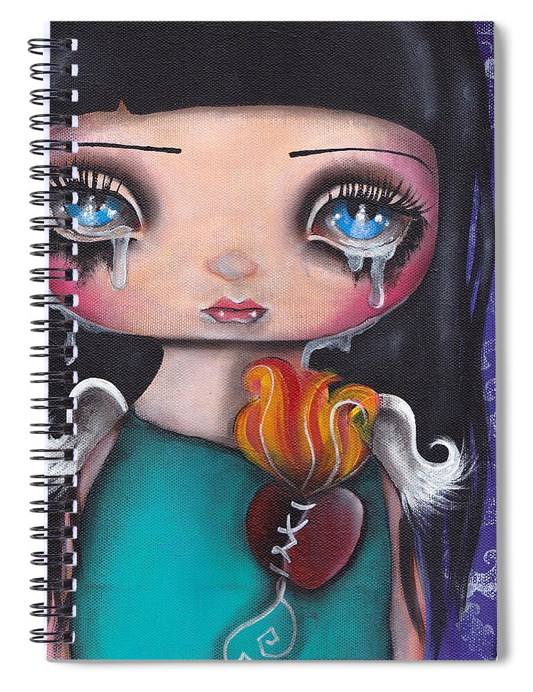 Angel Spiral Notebook featuring the painting Wash Away my Tears by Abril Andrade