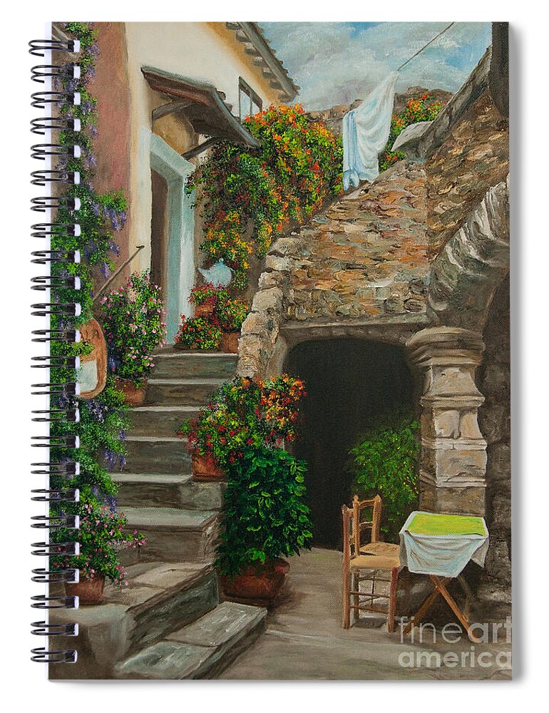Italian Painting Spiral Notebook featuring the painting Wash Day by Charlotte Blanchard