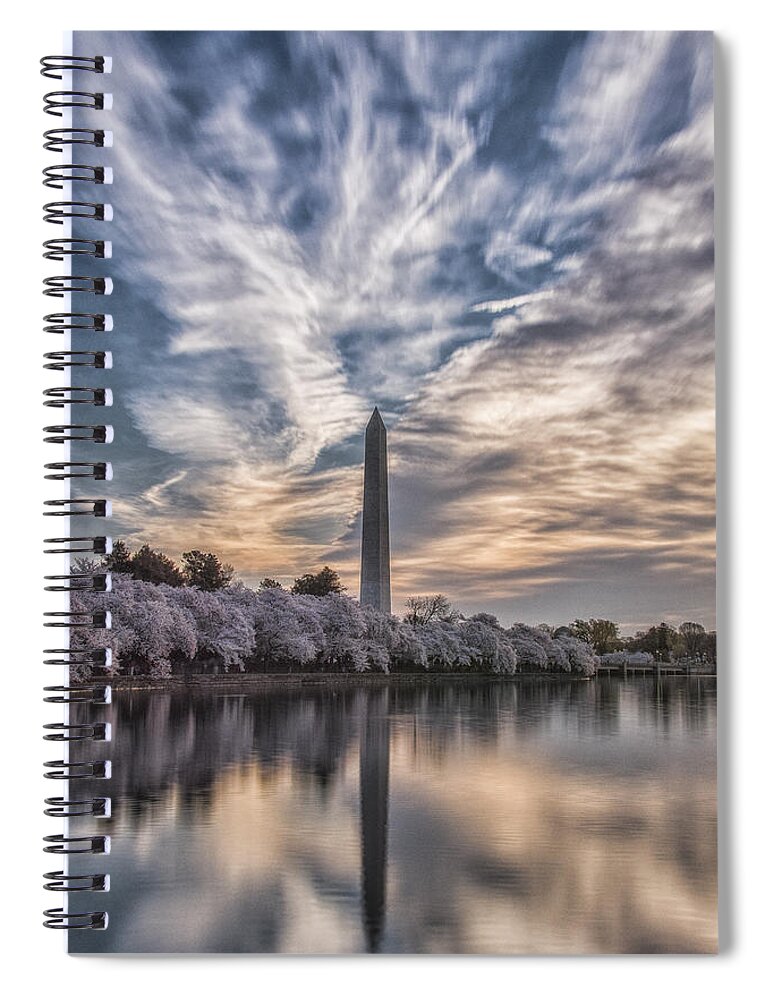 Washington Monument Spiral Notebook featuring the photograph Washington Blossom Sunrise by Erika Fawcett