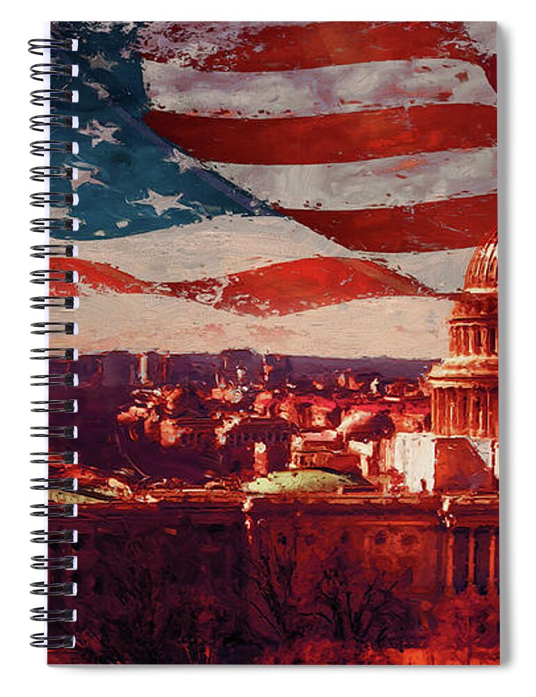 American Spiral Notebook featuring the painting Washington DC Building 76H by Gull G