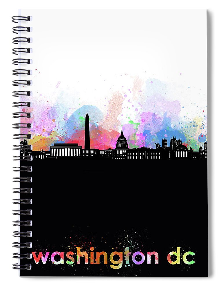 Washington Dc Spiral Notebook featuring the digital art Washington Dc Skyline Minimalism 6 by Bekim M
