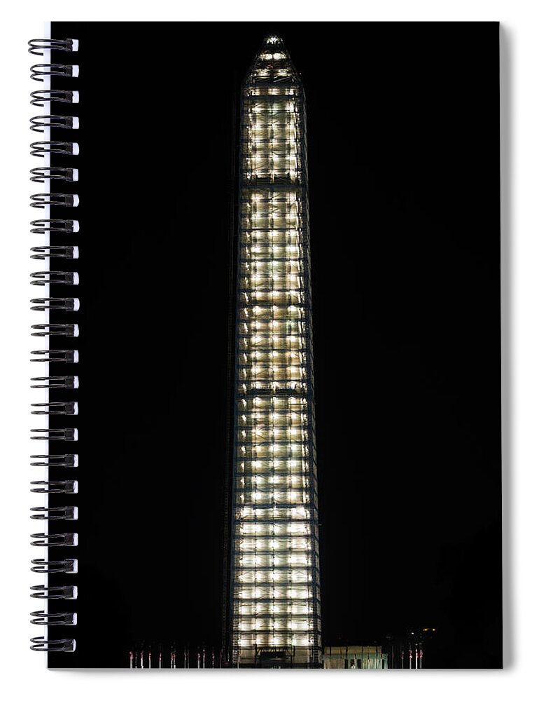 Lights Spiral Notebook featuring the photograph Washington Monument in Repair by Ed Clark