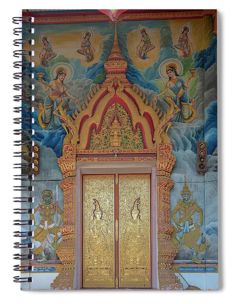 Scenic Spiral Notebook featuring the photograph Wat Aranyawat Phra Wihan Doors DTHCM1563 by Gerry Gantt