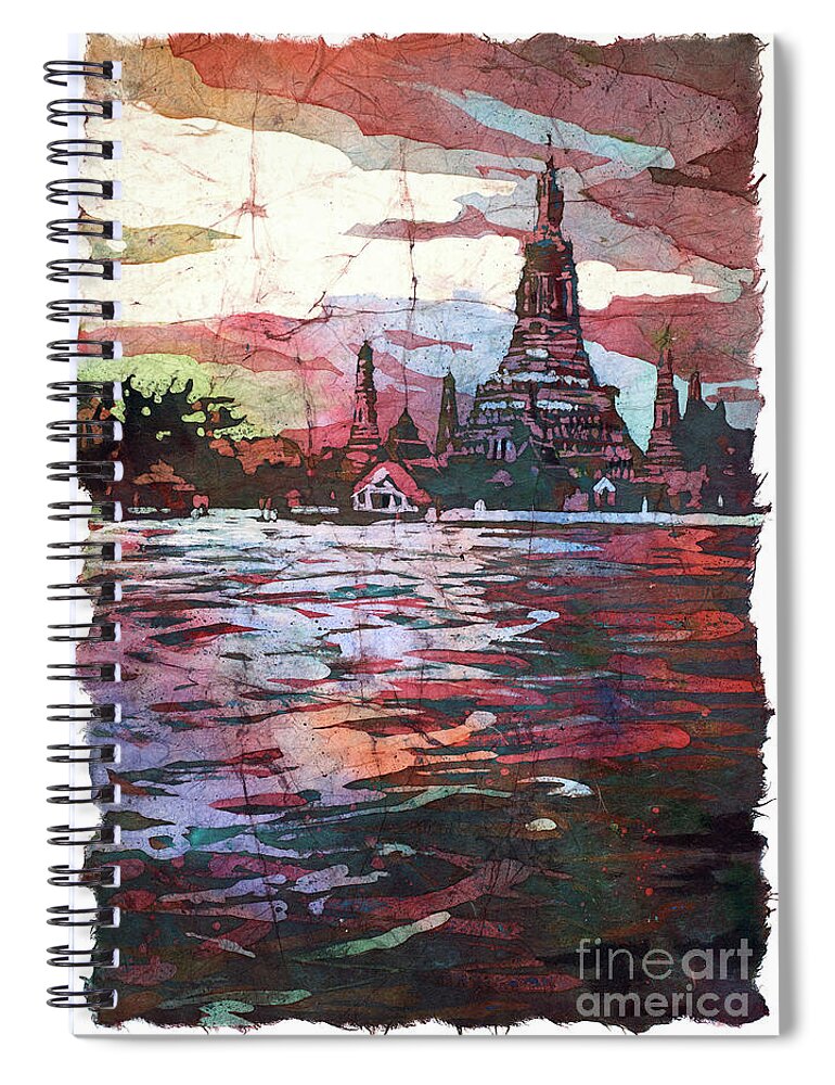 Clouds Spiral Notebook featuring the painting Wat Arun Sunset by Ryan Fox