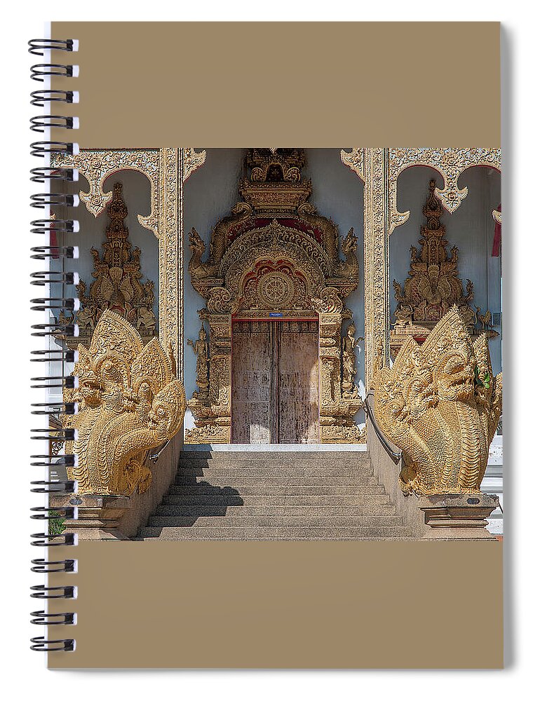 Scenic Spiral Notebook featuring the photograph Wat Kumpa Pradit Phra Wihan Entrance DTHCM1662 by Gerry Gantt
