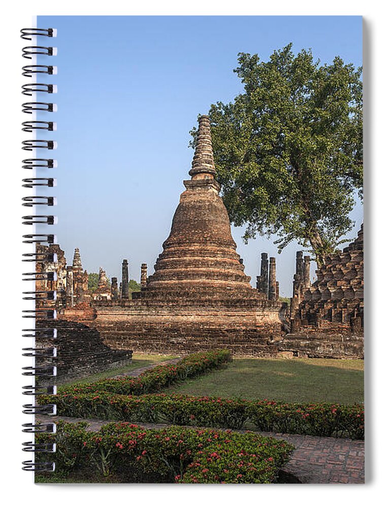 Temple Spiral Notebook featuring the photograph Wat Mahathat Chedi DTHST0014 by Gerry Gantt