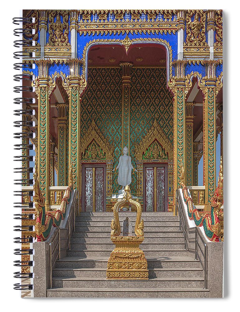 Temple Spiral Notebook featuring the photograph Wat Nong Yai Phra Ubosot Entrance and Boundary Stone DTHCB0212 by Gerry Gantt