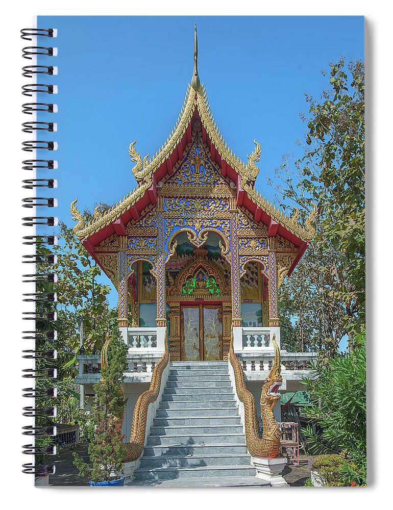 Scenic Spiral Notebook featuring the photograph Wat Rong Sao Phra Ubosot DTHLU0164 by Gerry Gantt