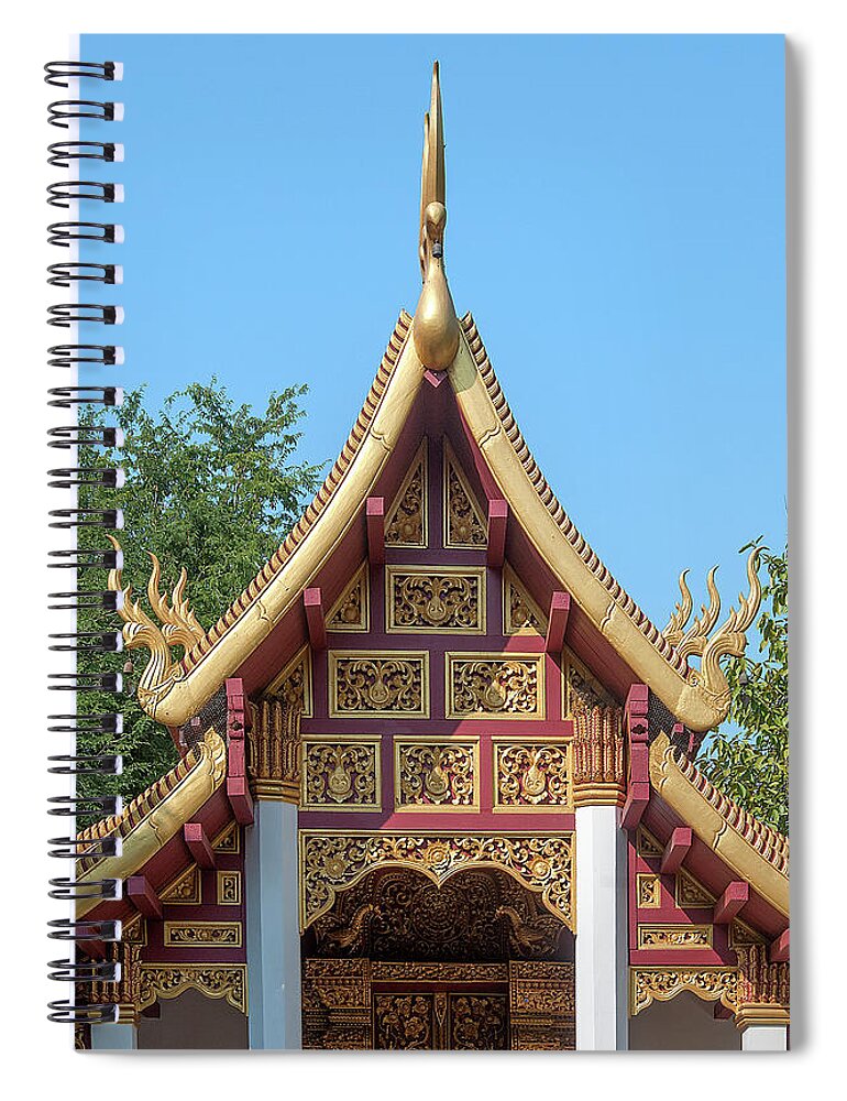 Scenic Spiral Notebook featuring the photograph Wat San Sai Ton Kok Phra Ubosot Gable DTHCM1396 by Gerry Gantt