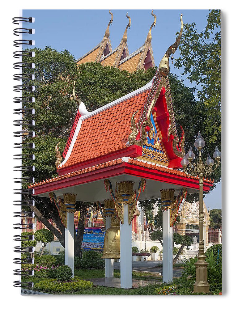Temple Spiral Notebook featuring the photograph Wat Woranat Bonphot Bell Pavilion DTHNS0031 by Gerry Gantt