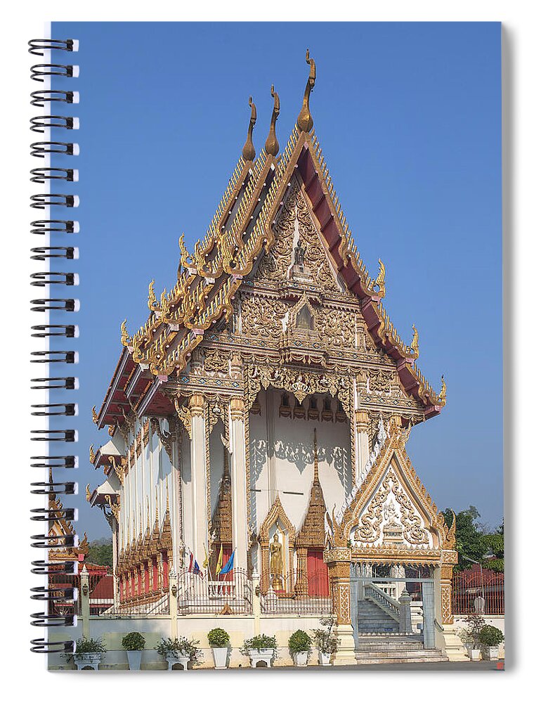 Temple Spiral Notebook featuring the photograph Wat Woranat Bonphot Phra Ubosot DTHNS0017 by Gerry Gantt