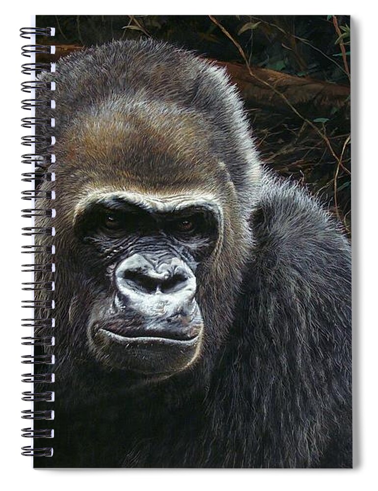 Wildlife Paintings Spiral Notebook featuring the painting Watchful Domain by Alan M Hunt