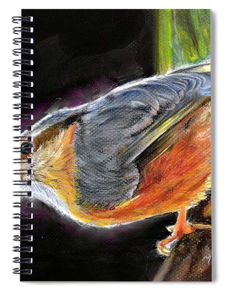 Nuthatch Spiral Notebook featuring the painting Watching for Spring by Melissa Herrin