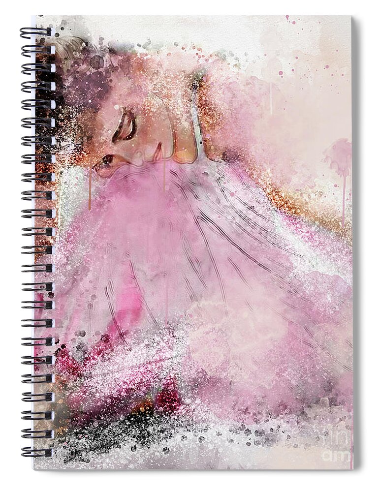 Ballerina Spiral Notebook featuring the digital art Water Colour Ballerina by Jim Hatch