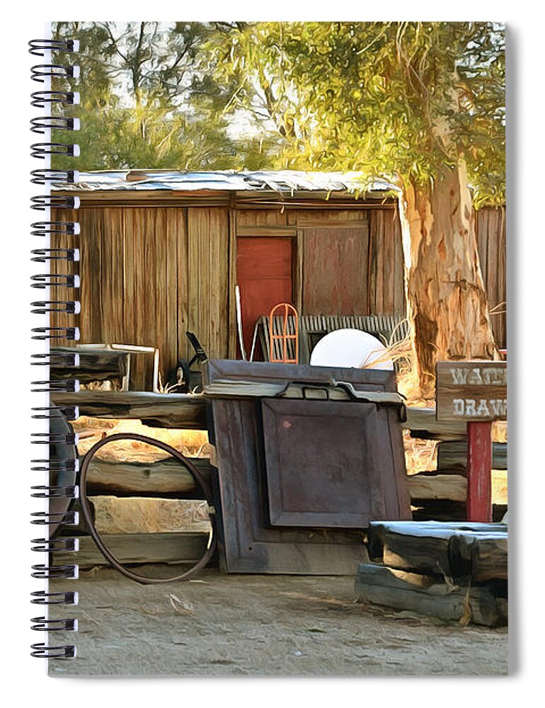 Wagon Wheel Spiral Notebook featuring the photograph Water Draw at Hotel Nipton California by Floyd Snyder by Floyd Snyder