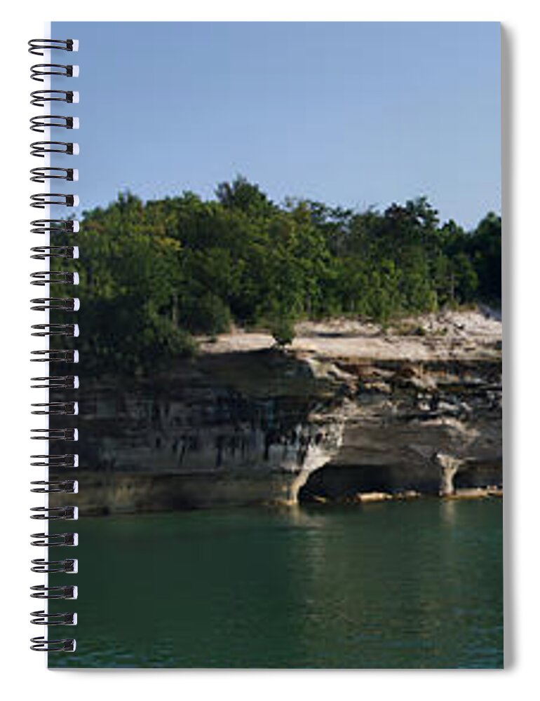 Water Falls Spiral Notebook featuring the photograph Water Falls Pictured Rocks National Lakeshore Upper Peninsula Michigan Panorama 01 by Thomas Woolworth