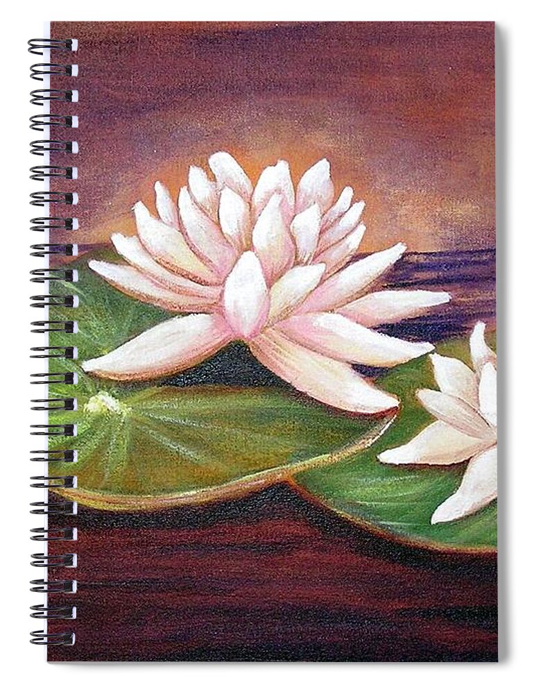 Water Lilies Spiral Notebook featuring the painting Water Lilies by Patricia Piffath
