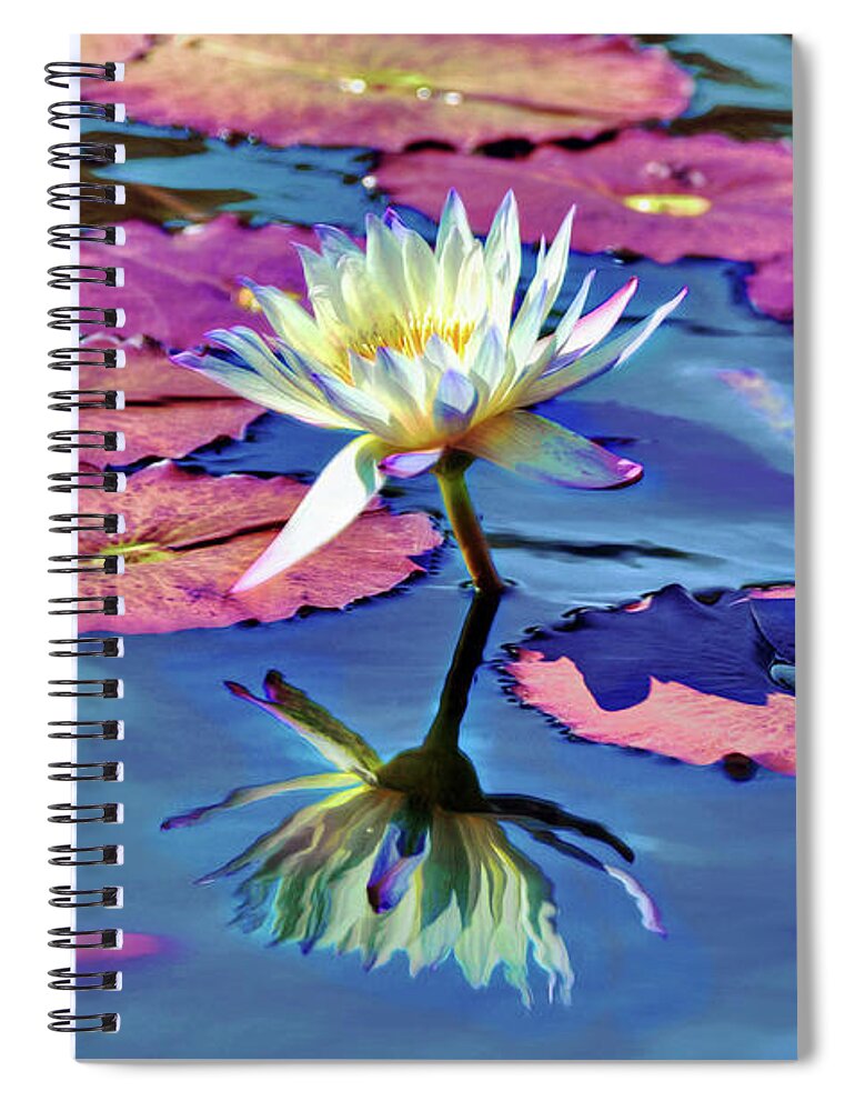 Water Lily In The Pond Spiral Notebook featuring the photograph Water Lily In The Pond by Savannah Gibbs