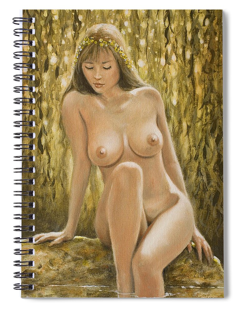 Please Use Keywords That Fit The Image Only Spiral Notebook featuring the painting Water Nymph I by John Silver