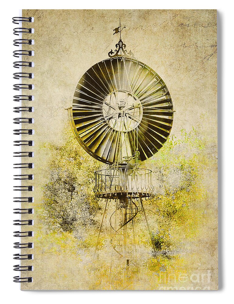 Wind Power Spiral Notebook featuring the photograph Water-Pumping Windmill by Heiko Koehrer-Wagner