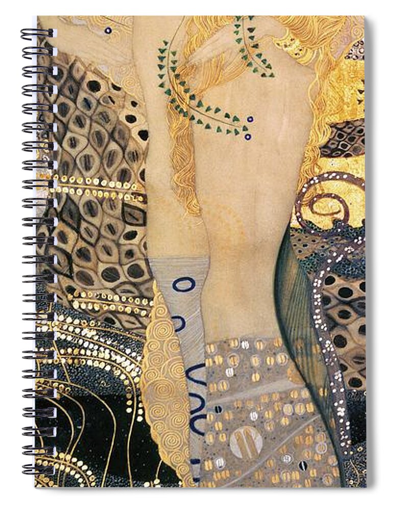 Gustav Klimt Spiral Notebook featuring the painting Water Serpents I by Gustav klimt