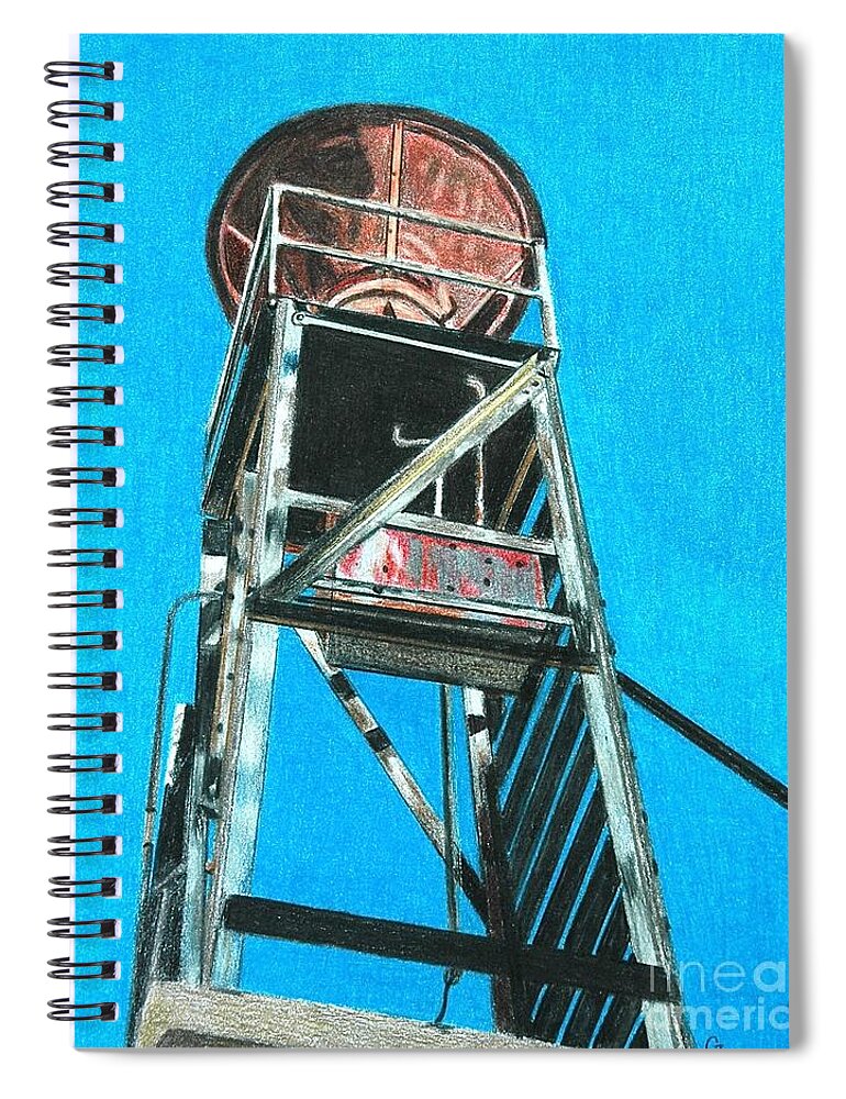 Colorado Spiral Notebook featuring the drawing Water Tower by Glenda Zuckerman