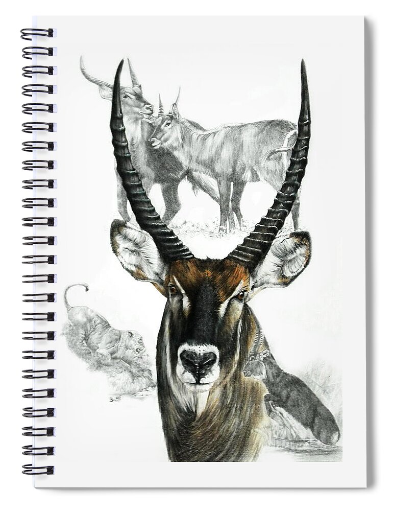 Ungulate Spiral Notebook featuring the mixed media African Waterbuck Collage by Barbara Keith