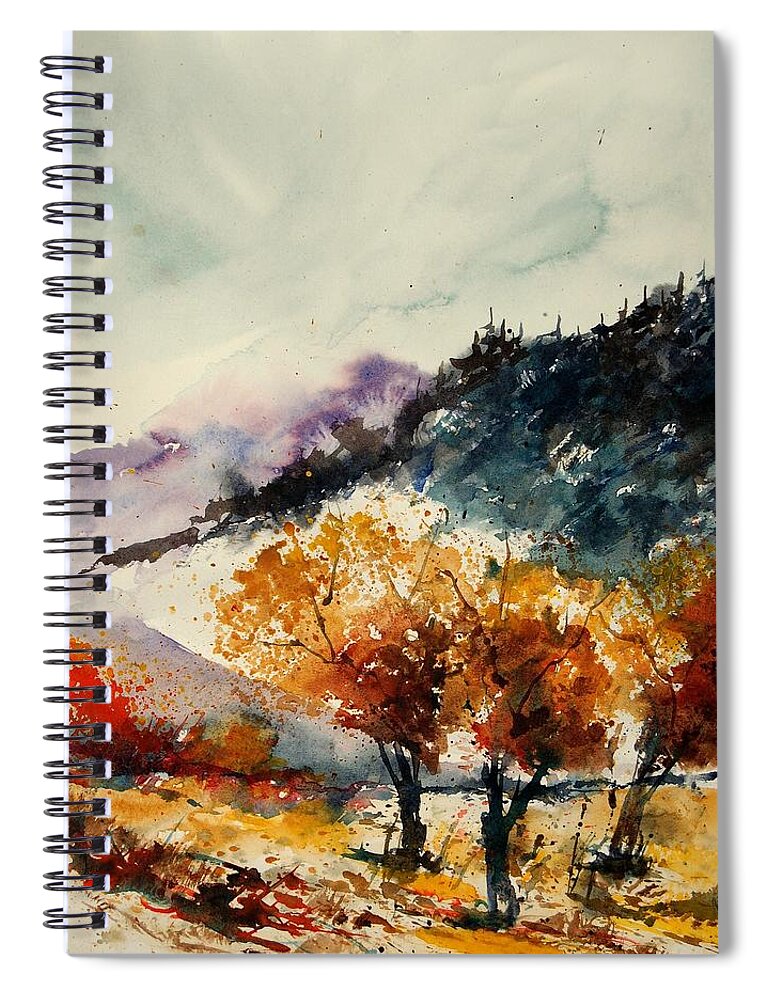 Tree Spiral Notebook featuring the painting Watercolor 908041 by Pol Ledent