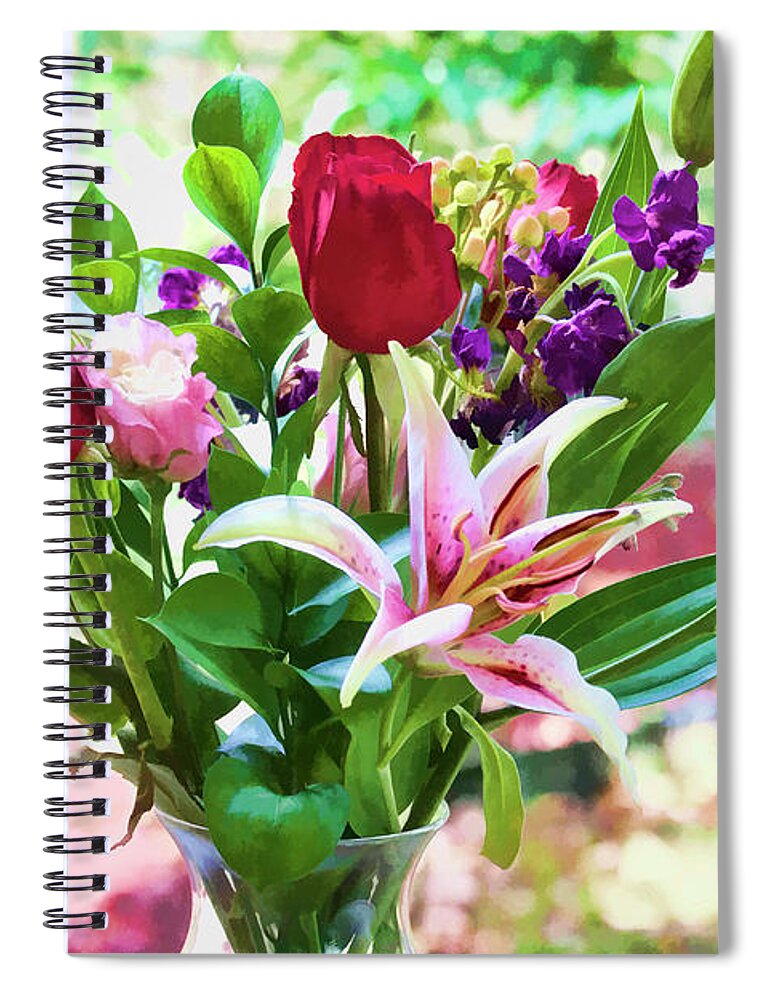 Flowers Spiral Notebook featuring the photograph Watercolor Bouquet by Joan Bertucci