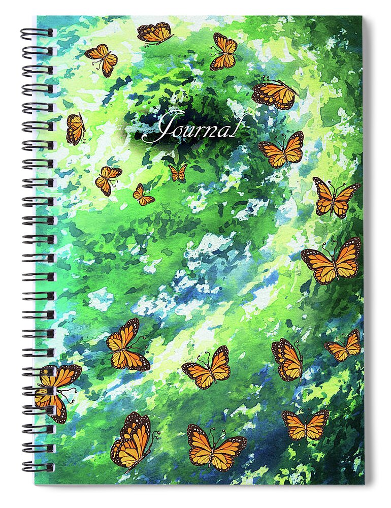 Watercolor Spiral Notebook featuring the mixed media Watercolor Butterflies Spiral Notebook Journal Diary by Irina Sztukowski by Irina Sztukowski
