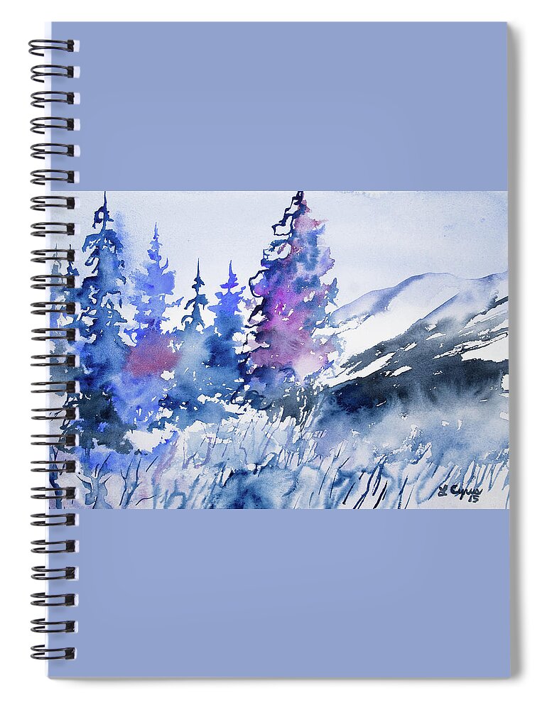 Winter Spiral Notebook featuring the painting Watercolor - Colorado Winter Wonderland by Cascade Colors